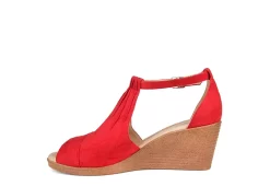 Journee Collection Womens Kedzie Wedge Sandal - Red -Skechers Store US 01 102268 03