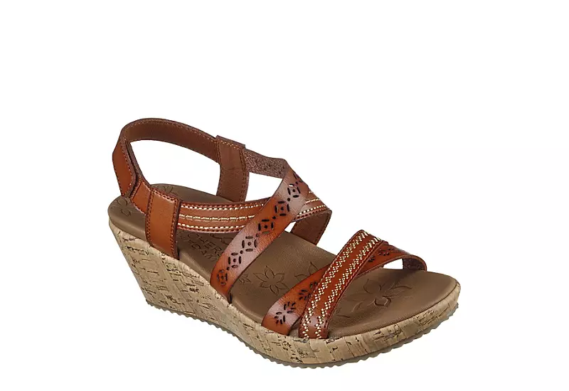 Skechers Womens Beverlee-delicate Glow Wedge Sandal - Cognac 3 Skechers Womens Beverlee-delicate Glow Wedge Sandal - Cognac