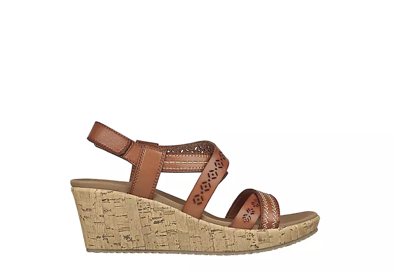 Skechers Womens Beverlee-delicate Glow Wedge Sandal - Cognac 4 Skechers Womens Beverlee-delicate Glow Wedge Sandal - Cognac - Image 2