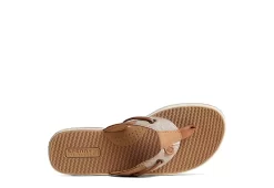 Sperry Womens Seafish Chambray Stripes Flip Flop Sandal - Tan -Skechers Store US 01 203195 04
