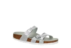Birkenstock Womens Franca Vegan Footbed Sandal - Silver
