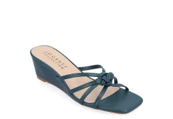 Journee Collection Womens Blayke Wedge Slip On Sandal - Blue