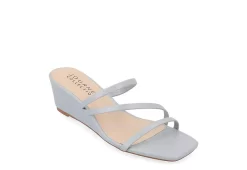 Journee Collection Womens Takarah Wedge Slip On Sandal - Blue