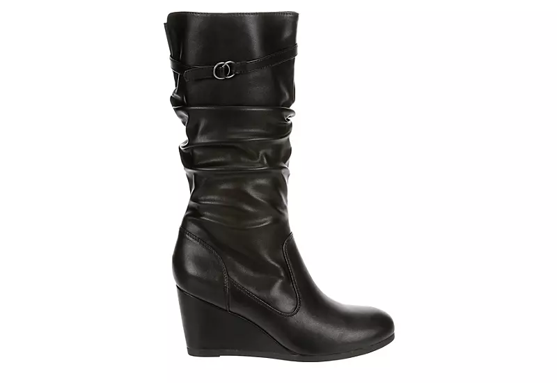 Lauren Blakwell Womens Johanna Wide Calf Wedge Boot - Black 4 Lauren Blakwell Womens Johanna Wide Calf Wedge Boot - Black - Image 2