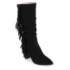 Journee Collection Womens Hartly Fringed Wide Calf Dress Boot - Black -Skechers Store US 01 303177 00