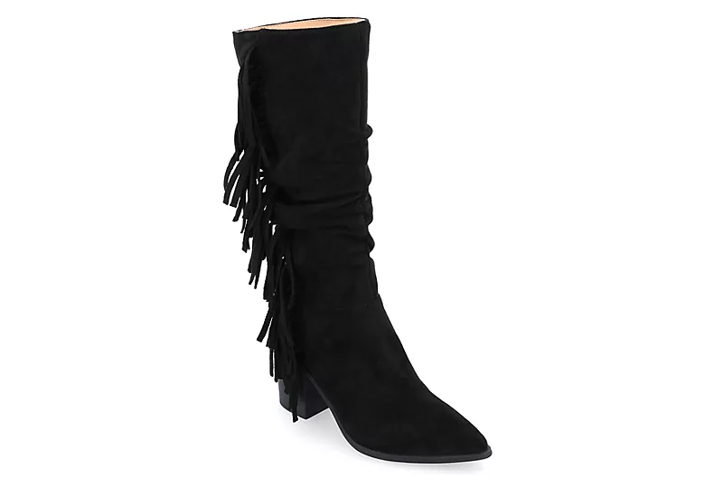 Journee Collection Womens Hartly Fringed Wide Calf Dress Boot - Black 2 Journee Collection Womens Hartly Fringed Wide Calf Dress Boot - Black