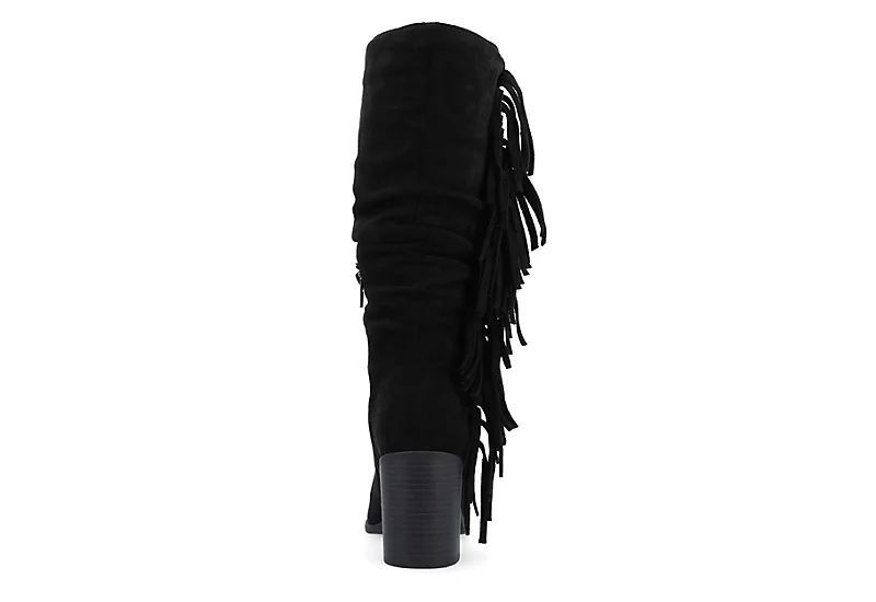 Journee Collection Womens Hartly Fringed Wide Calf Dress Boot - Black 6 Journee Collection Womens Hartly Fringed Wide Calf Dress Boot - Black - Image 5