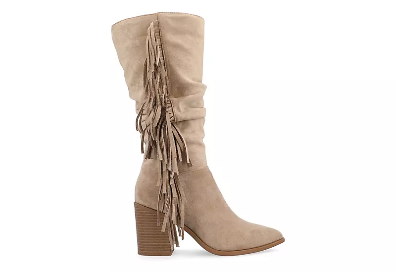 Journee Collection Womens Hartly Fringed Wide Calf Dress Boot - Taupe 4 Journee Collection Womens Hartly Fringed Wide Calf Dress Boot - Taupe - Image 2