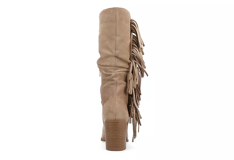 Journee Collection Womens Hartly Fringed Wide Calf Dress Boot - Taupe 7 Journee Collection Womens Hartly Fringed Wide Calf Dress Boot - Taupe - Image 5
