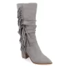 Journee Collection Womens Hartly Fringed Wide Calf Dress Boot - Grey -Skechers Store US 01 303179 00