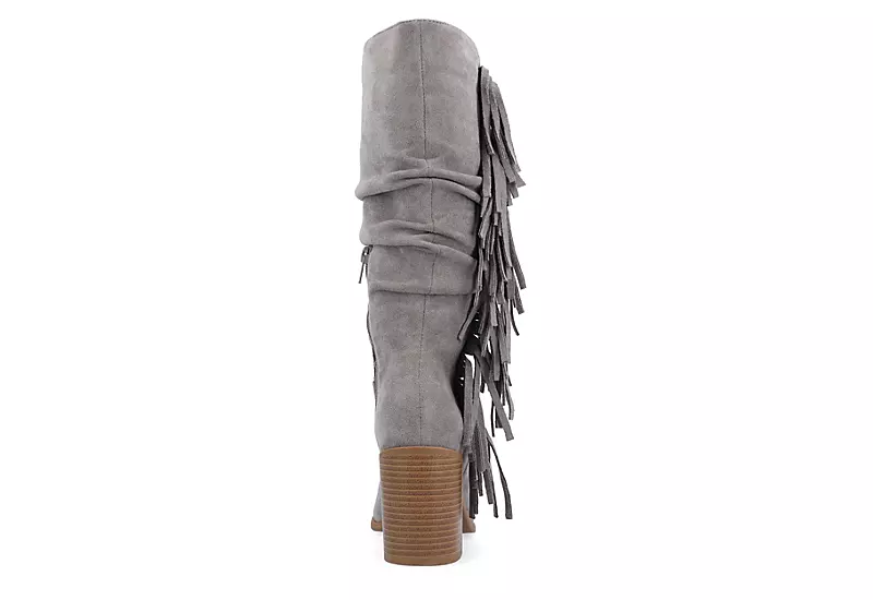 Journee Collection Womens Hartly Fringed Wide Calf Dress Boot - Grey 7 Journee Collection Womens Hartly Fringed Wide Calf Dress Boot - Grey - Image 5