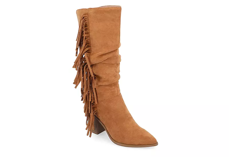 Journee Collection Womens Hartly Fringed Wide Calf Dress Boot - Tan 3 Journee Collection Womens Hartly Fringed Wide Calf Dress Boot - Tan