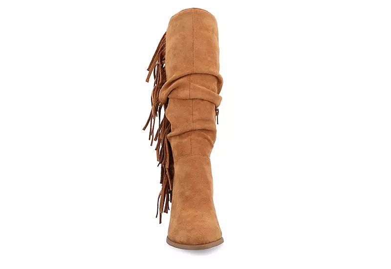 Journee Collection Womens Hartly Fringed Wide Calf Dress Boot - Tan 5 Journee Collection Womens Hartly Fringed Wide Calf Dress Boot - Tan - Image 3