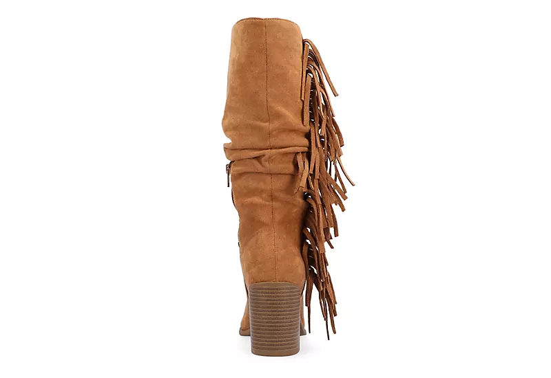 Journee Collection Womens Hartly Fringed Wide Calf Dress Boot - Tan 7 Journee Collection Womens Hartly Fringed Wide Calf Dress Boot - Tan - Image 5