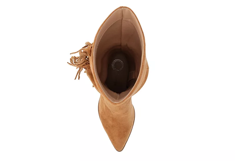 Journee Collection Womens Hartly Fringed Wide Calf Dress Boot - Tan 8 Journee Collection Womens Hartly Fringed Wide Calf Dress Boot - Tan - Image 6