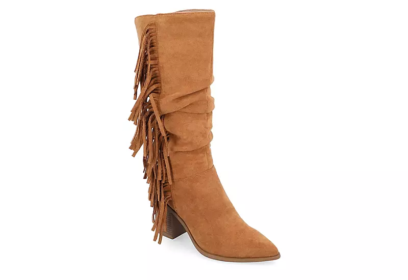 Journee Collection Womens Hartly Fringed Extra Wide Calf Dress Boot - Tan 3 Journee Collection Womens Hartly Fringed Extra Wide Calf Dress Boot - Tan