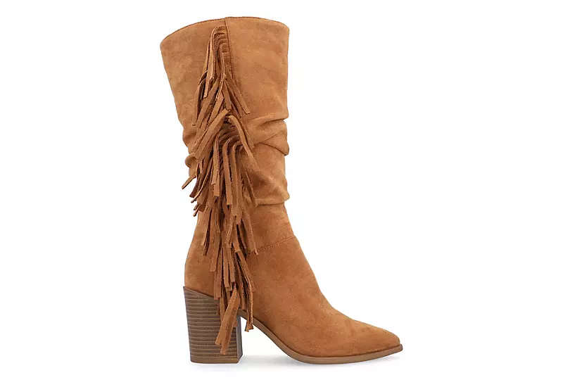 Journee Collection Womens Hartly Fringed Extra Wide Calf Dress Boot - Tan 4 Journee Collection Womens Hartly Fringed Extra Wide Calf Dress Boot - Tan - Image 2