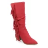 Journee Collection Womens Hartly Fringed Extra Wide Calf Dress Boot - Red -Skechers Store US 01 303199 00