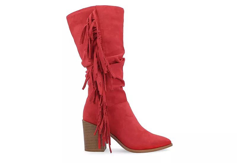 Journee Collection Womens Hartly Fringed Extra Wide Calf Dress Boot - Red 4 Journee Collection Womens Hartly Fringed Extra Wide Calf Dress Boot - Red - Image 2